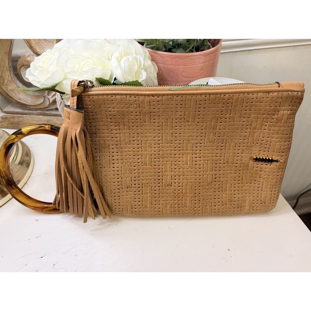 Fringe Tassel Woman's Zip Clutch Purse. Woven Design